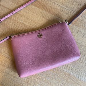 Tory Burch Pebbled Leather Top-Zip Crossbody